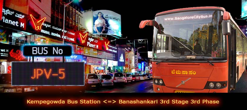 BMTC 'JPV-5' Bus Route & Timings - Bangalore City Bus No. JPV-5 Stops