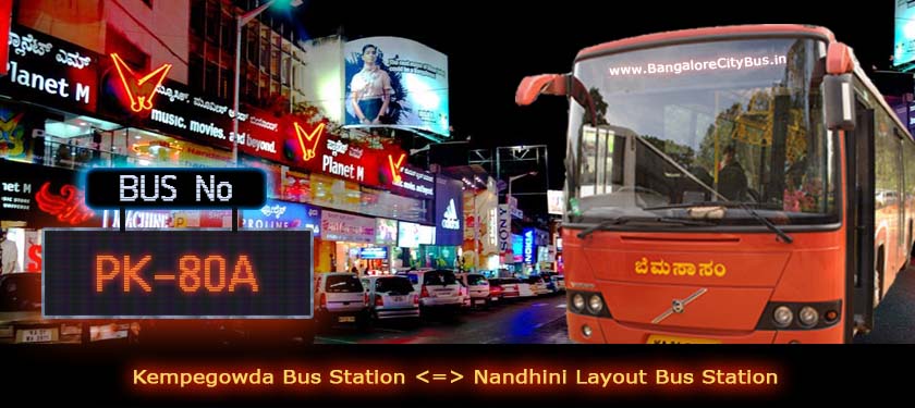 BMTC 'PK-80A' Bus Route & Timings - Bangalore City Bus No. PK-80A Stops